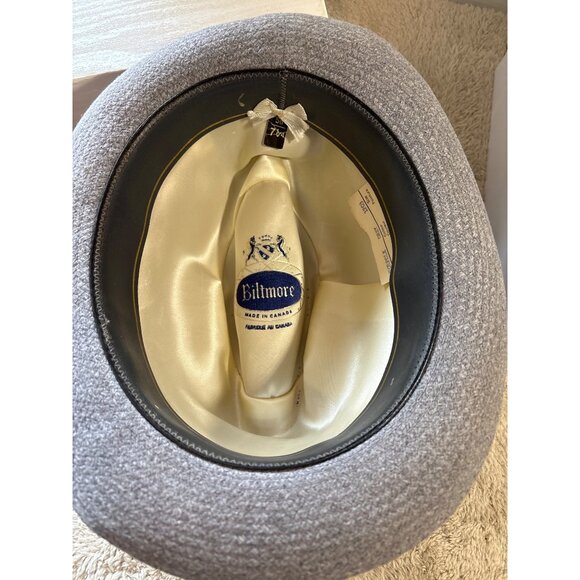 Gray Wool Biltmore Fedora Hat Norfolk Size 7 1/4 Made In Canada Stylish Classic - Picture 5 of 7